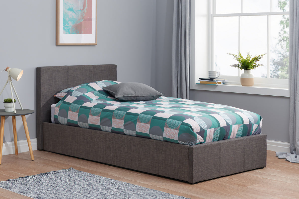 Istanbul Grey Fabric Side Lift Or End Lift Ottoman Storage Bed 4 Sizes Available