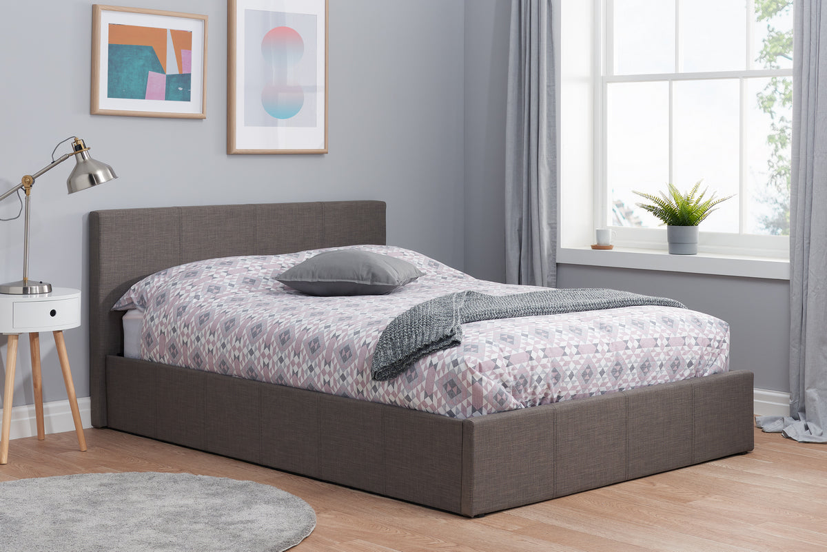 Istanbul Grey Fabric Side Lift Or End Lift Ottoman Storage Bed 4 Sizes Available