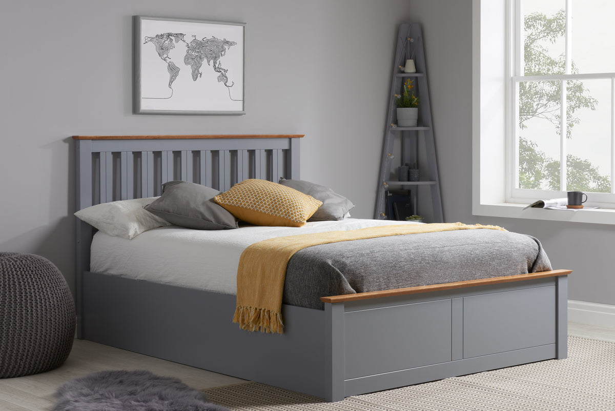 Phoenix Wooden Ottoman storage bed classic style buy now Navy Blue or Stone grey