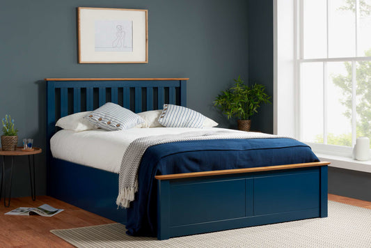 Phoenix Wooden Ottoman storage bed classic style buy now Navy Blue or Stone grey