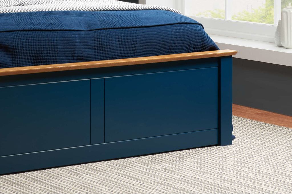 Phoenix Wooden Ottoman storage bed classic style buy now Navy Blue or Stone grey